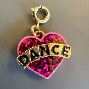 Gold Tone Pink Glitter Enamel DANCE Charm for Bracelet or Necklace